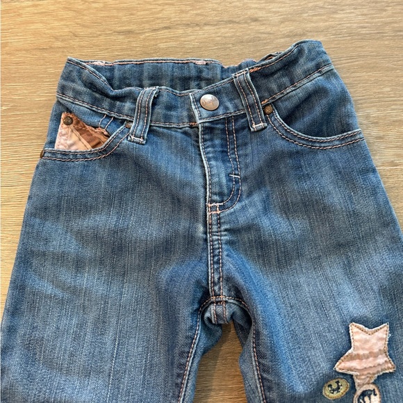 Wrangler Bay Girls Toddler Straight Jeans Embroidered Western Horse Star Vintage - Picture 2 of 10